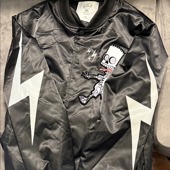 Simpsons Black Jacket with Bart Simpson Skeleton and Lightning Design - Picture 2 of 5